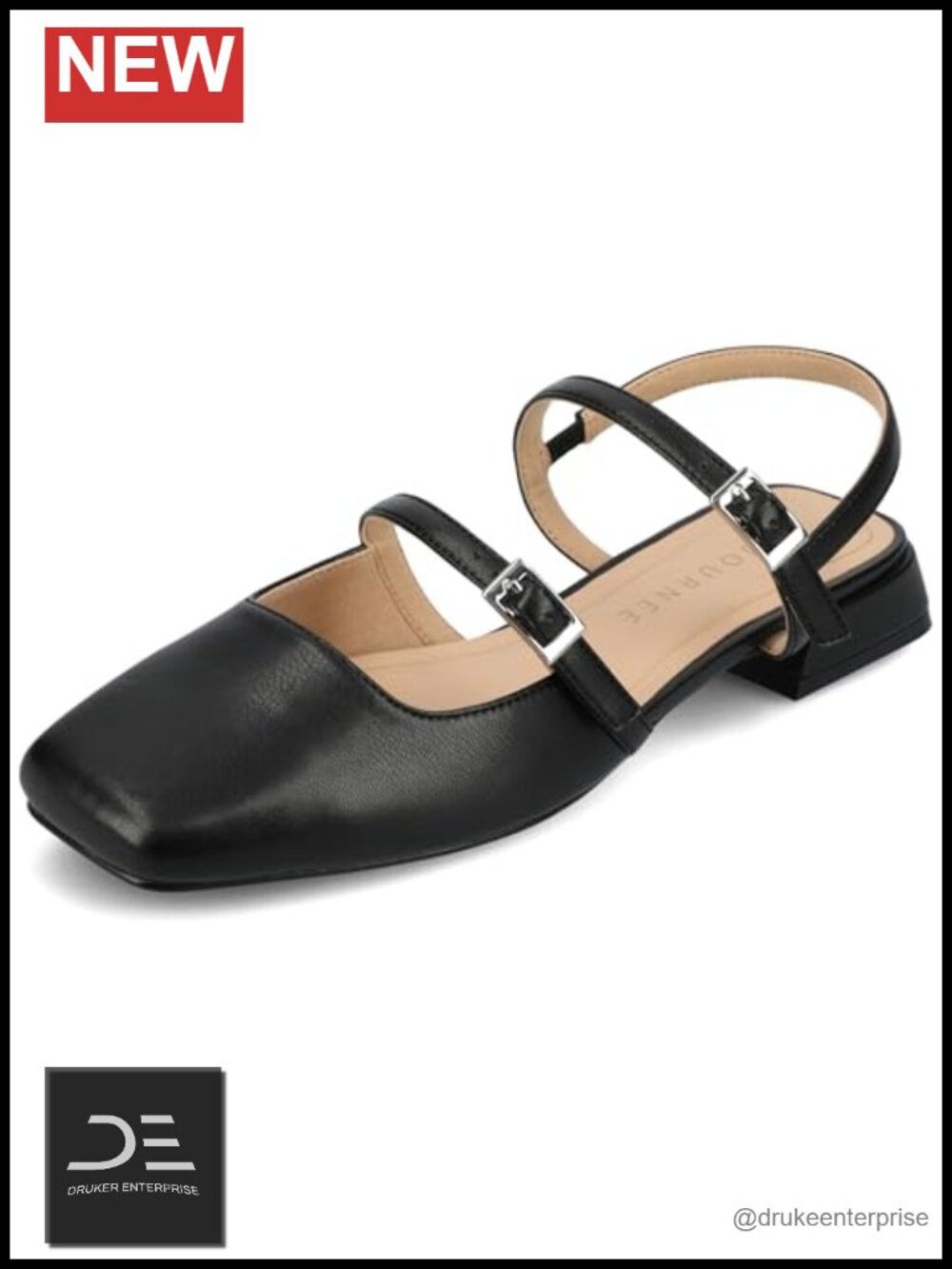 Women's Faux Leather Mary Jane Flats Square Toe Block Heel
